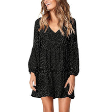 Load image into Gallery viewer, V-Neck Sexy Polka Dot Black Mini Dress