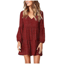 Load image into Gallery viewer, V-Neck Sexy Polka Dot Black Mini Dress
