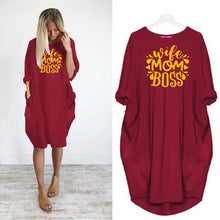 Load image into Gallery viewer, Long Sleeve Pocket Pullover T-shirt dress
